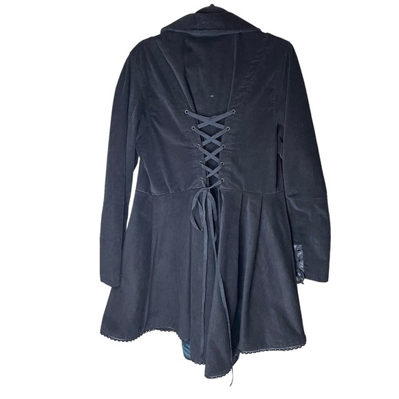 Disney Cinderella Black Victorian Steampunk Velvet Coat Size 1 Lace Up Corset - Picture 2 of 8
